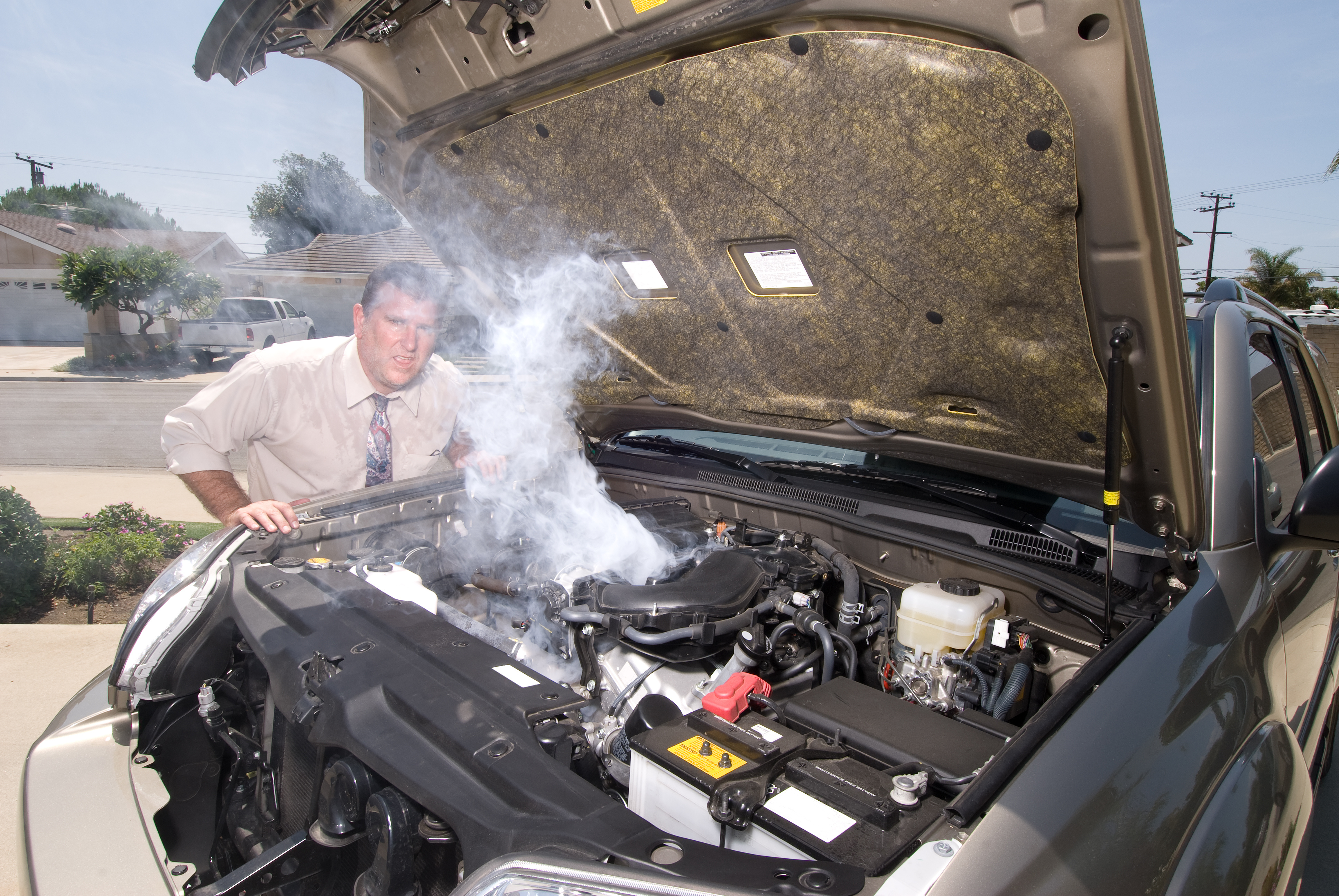 car with radiator leak