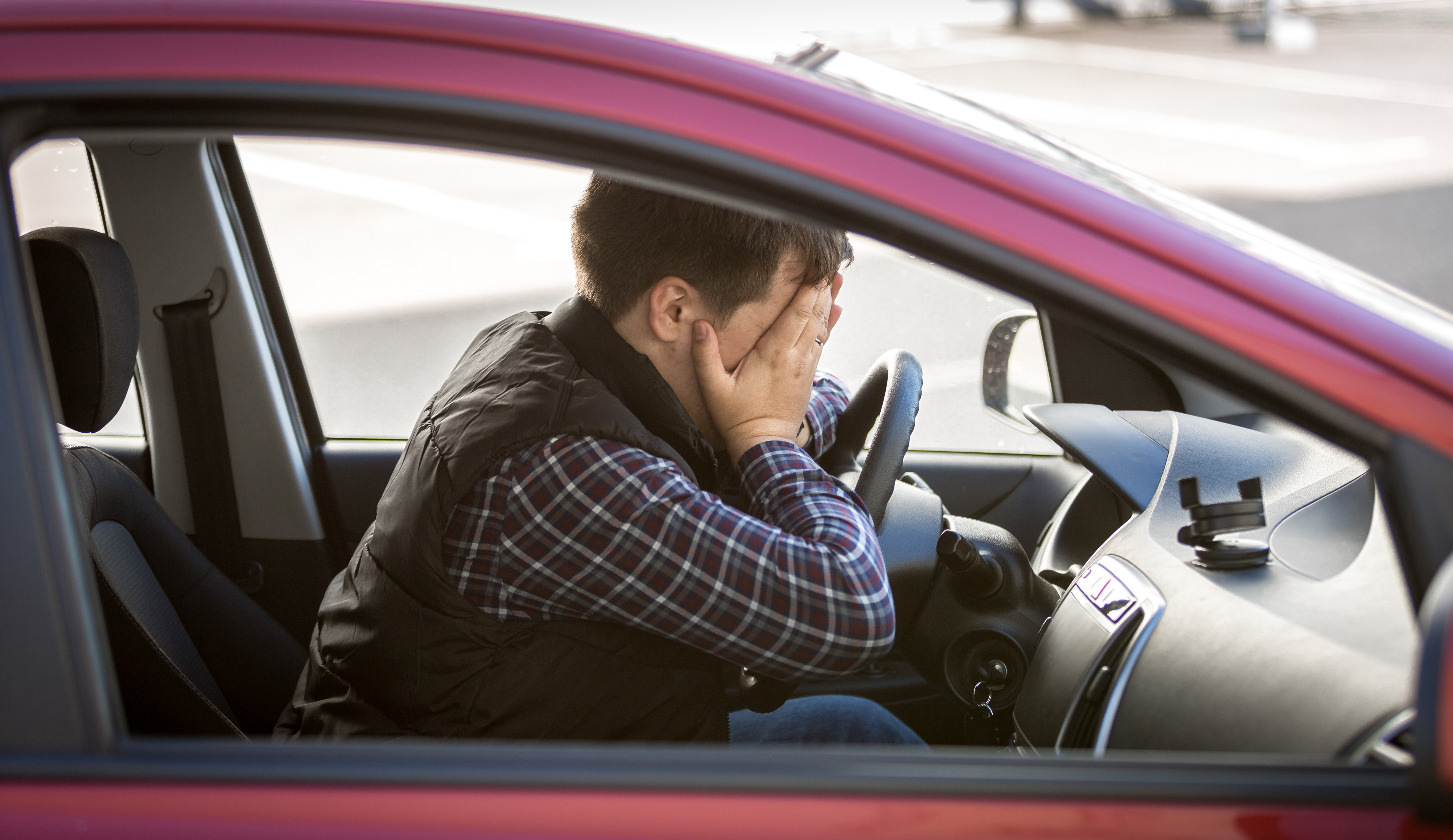 upset person in car