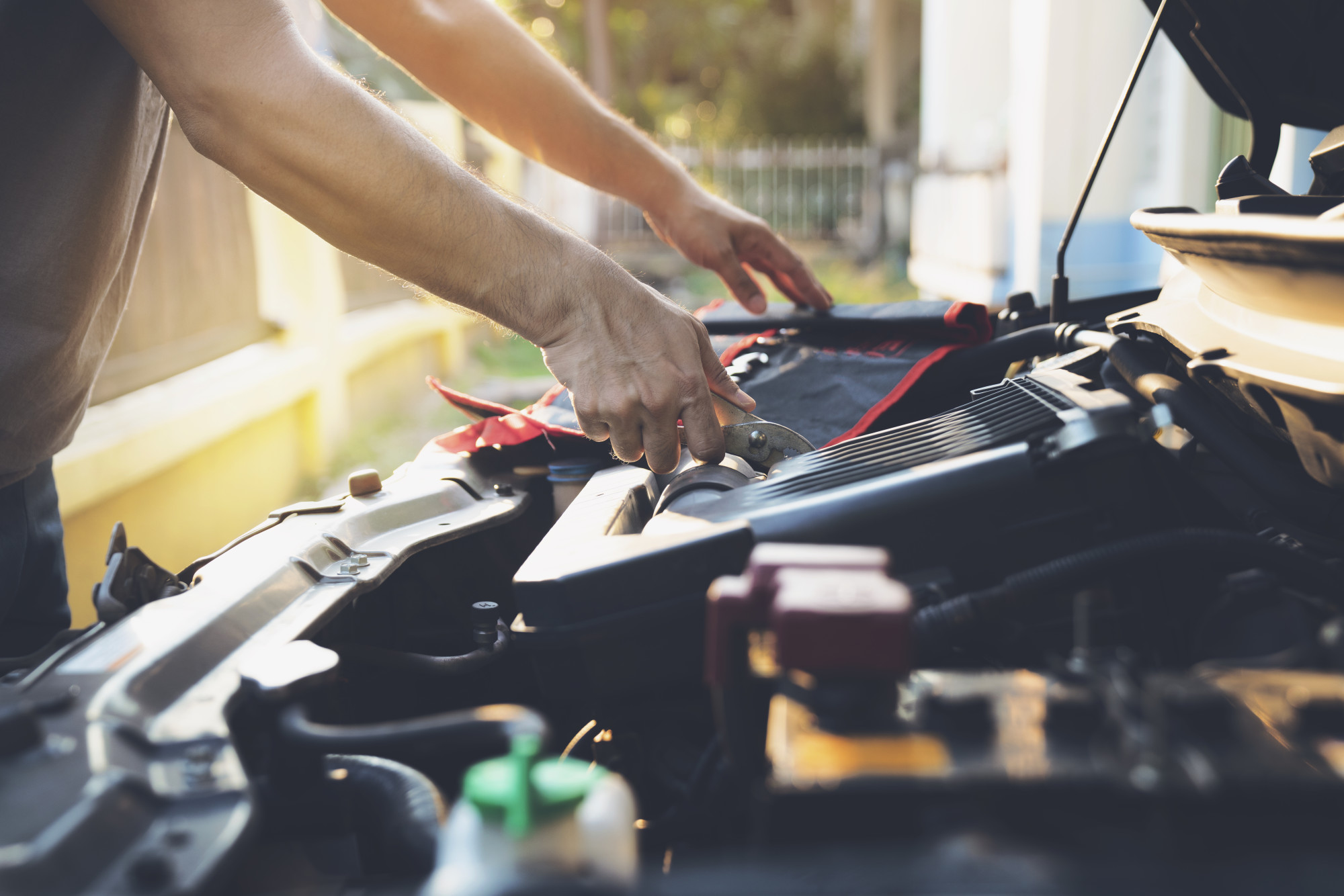 someone doing car repair