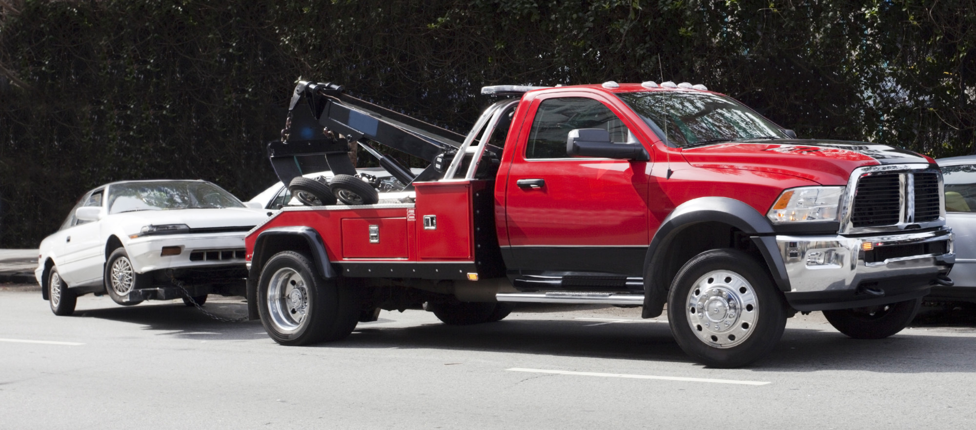 tow truck towing car