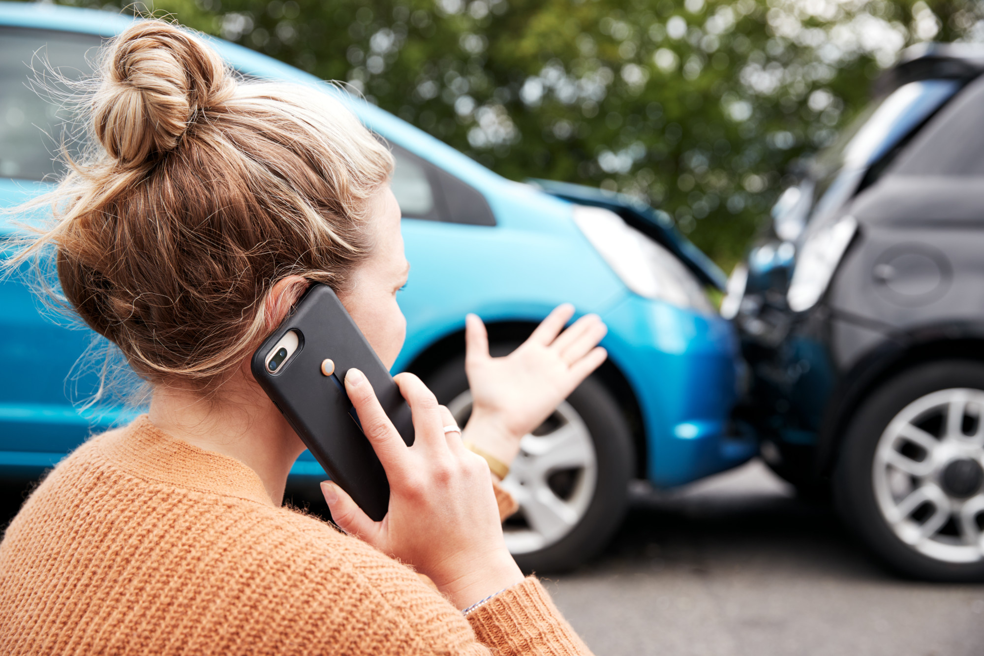 car accident with woman on phone