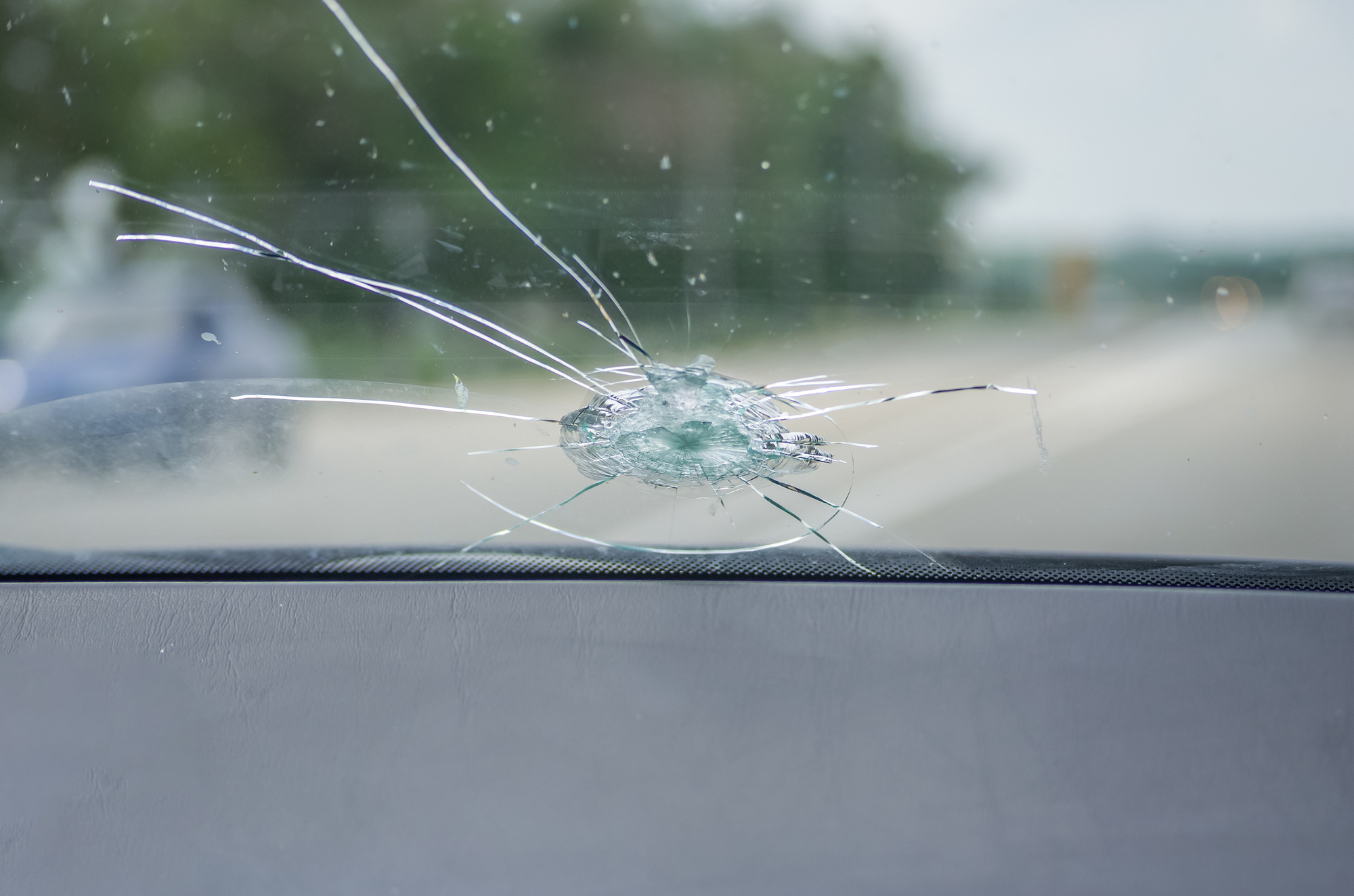 Cracked Windshield on a Car